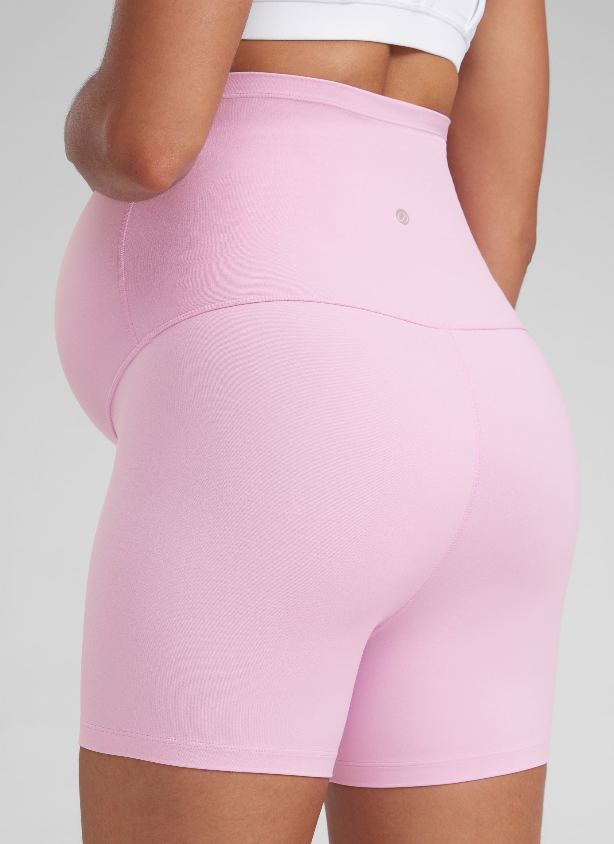 CRZ YOGA Women's Maternity Biker Shorts Super High Rise Butterluxe 4'' Vita Pink