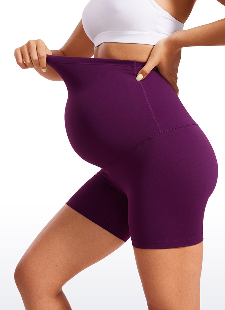 CRZ YOGA Women's Maternity Biker Shorts Super High Rise Butterluxe 4'' Plum Magenta