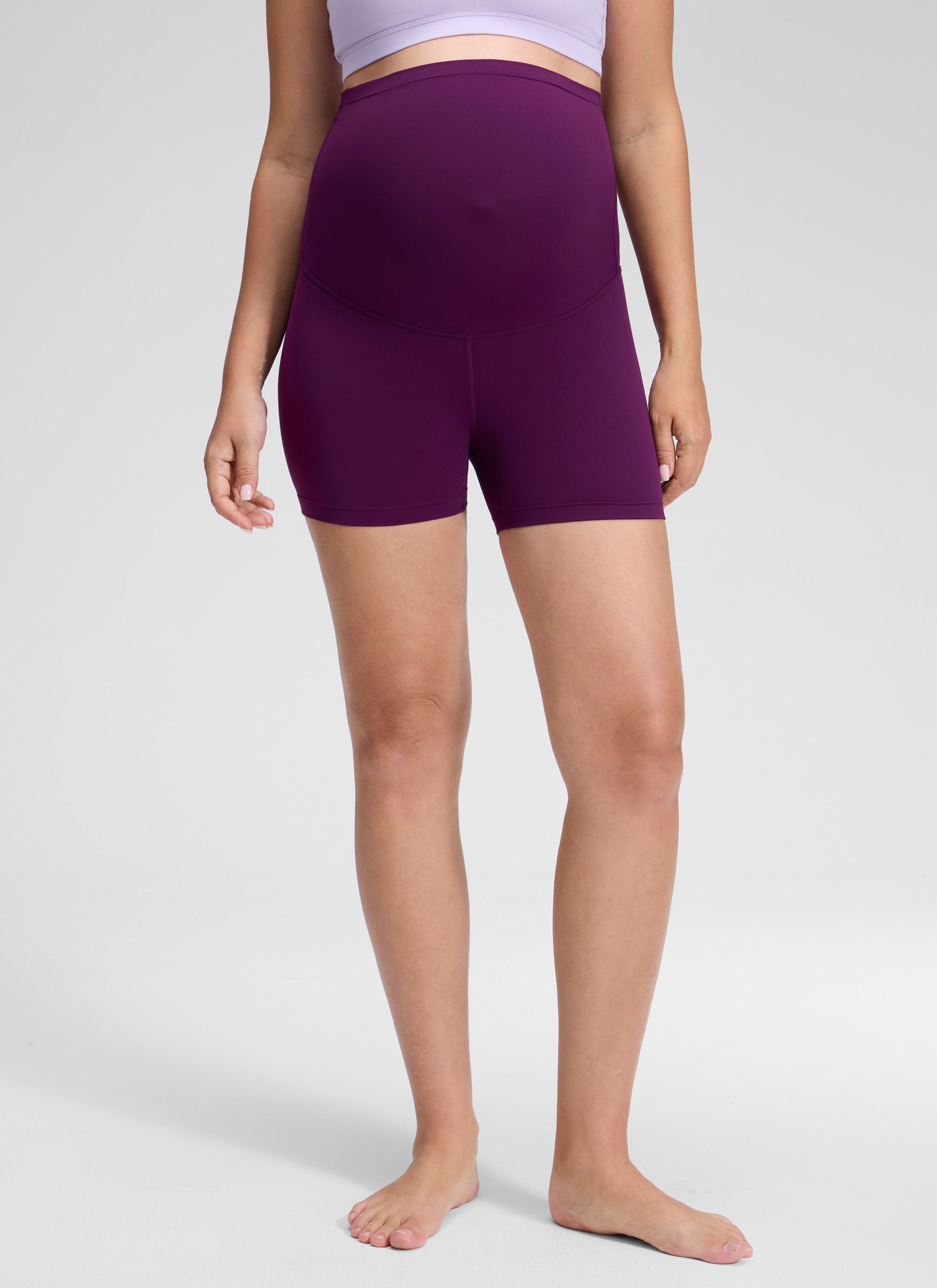 CRZ YOGA Women's Maternity Biker Shorts Super High Rise Butterluxe 4'' Plum Magenta