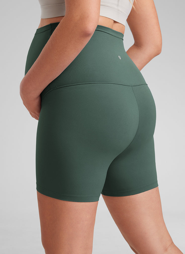 CRZ YOGA Women's Maternity Biker Shorts Super High Rise Butterluxe 4'' Dark Forest Green