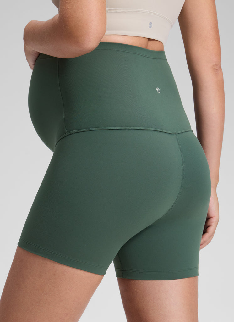 CRZ YOGA Women's Maternity Biker Shorts Super High Rise Butterluxe 4'' Dark Forest Green
