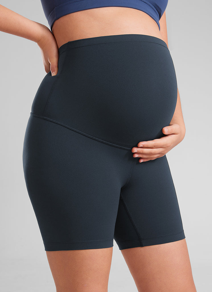 CRZ YOGA Women's Maternity Biker Shorts Super High Rise Butterluxe 6'' True Navy