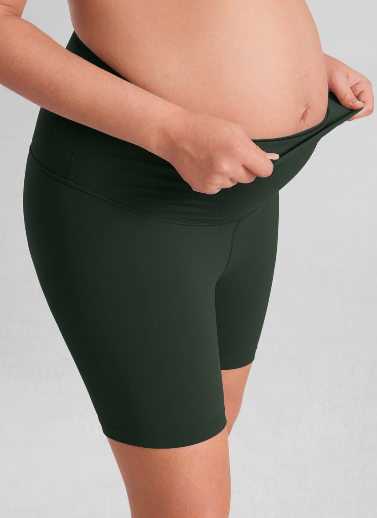 CRZ YOGA Women's Maternity Biker Shorts Super High Rise Butterluxe 6'' Legend Green