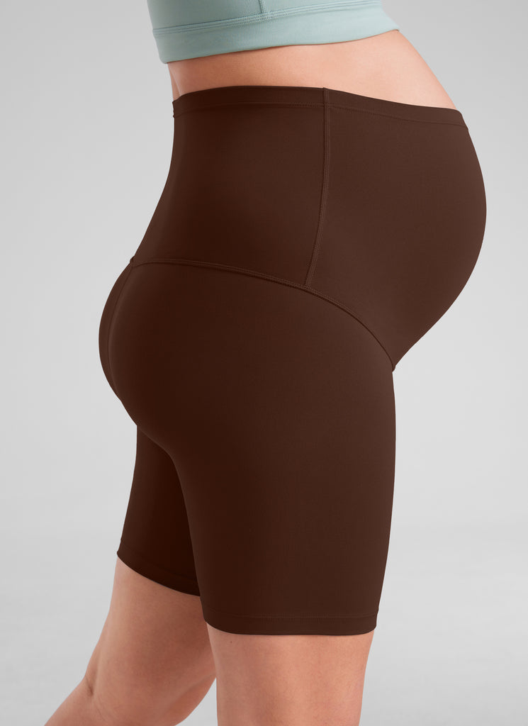 CRZ YOGA Women's Maternity Biker Shorts Super High Rise Butterluxe 6'' Lava Brown