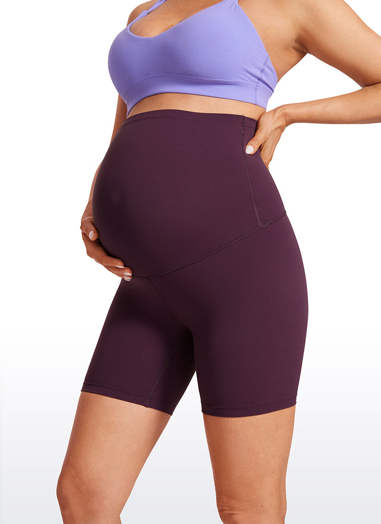 CRZ YOGA Women's Maternity Biker Shorts Super High Rise Butterluxe 6'' Deep Purple