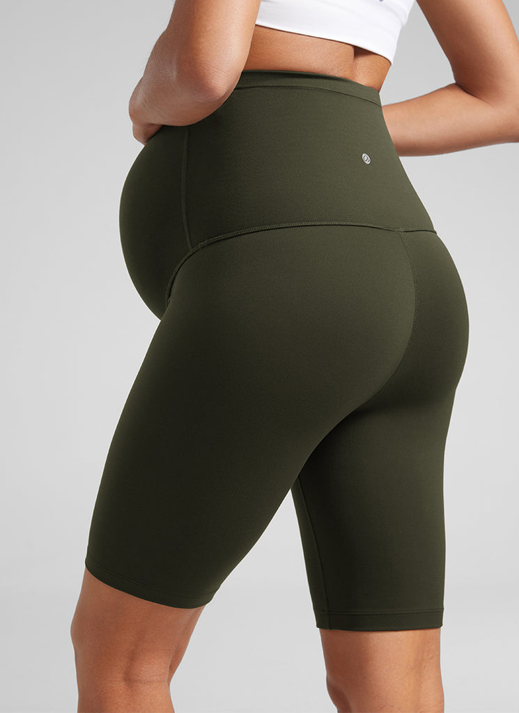 CRZ YOGA Women's Maternity Biker Shorts Super High Rise Butterluxe 8'' Olive Green