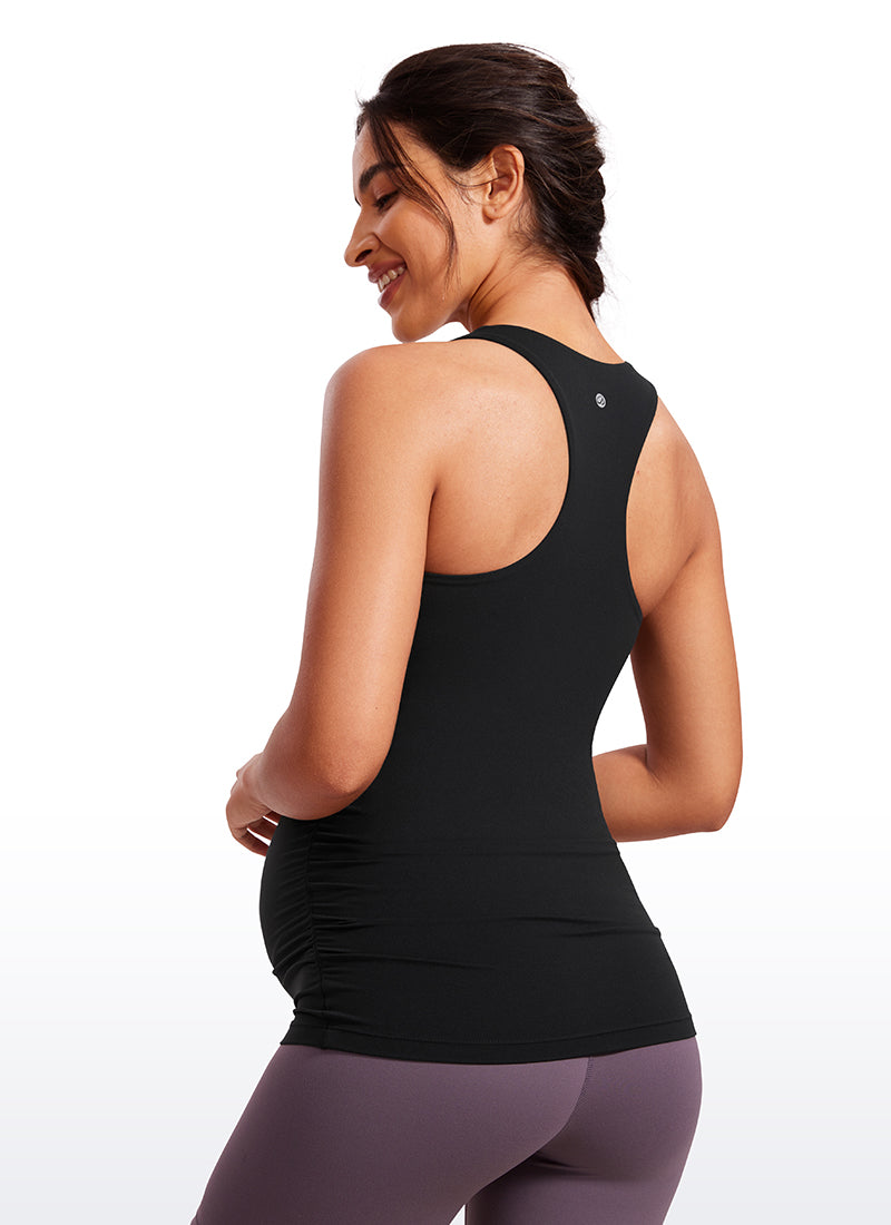 Butterluxe Racerback Maternity Built in Bra Tank Ruched Sides