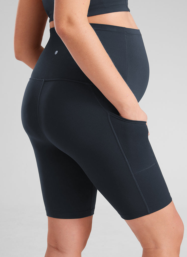 CRZ YOGA Women's Maternity Biker Shorts with Pockets Butterluxe 8'' True Navy