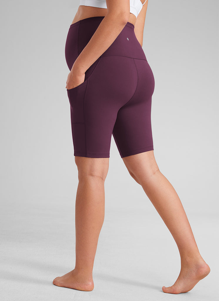 CRZ YOGA Women's Maternity Biker Shorts with Pockets Butterluxe 8'' True Navy