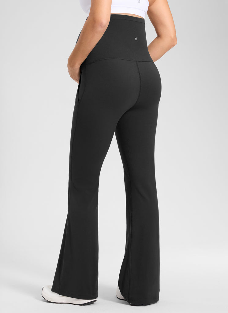 CRZ YOGA Women's Maternity Flare Leggings Pockets Butterluxe 31'' Mysterious Grey