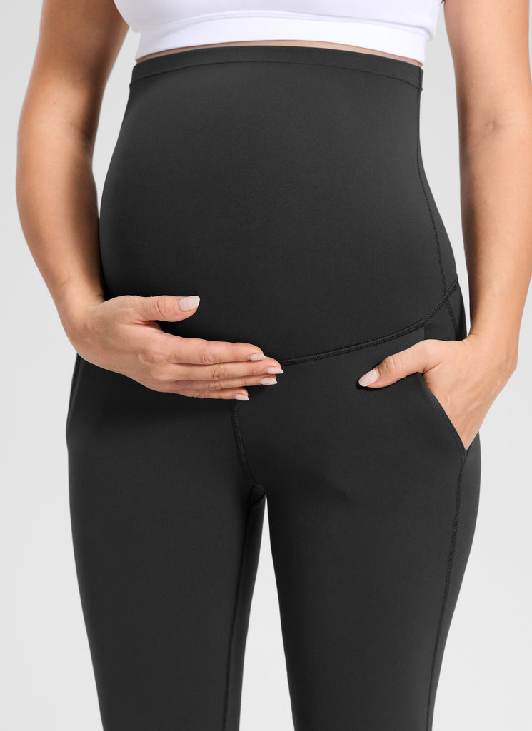 CRZ YOGA Women's Maternity Flare Leggings Pockets Butterluxe 31'' Mysterious Grey