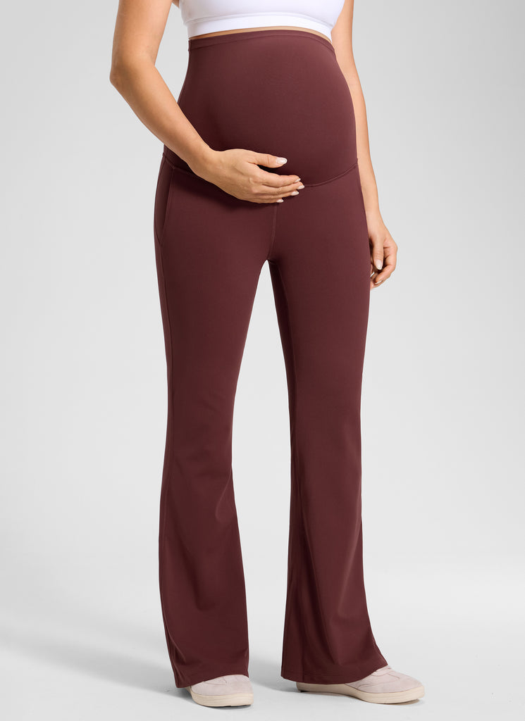 CRZ YOGA Women's Maternity Flare Leggings Pockets Butterluxe 31'' True Navy