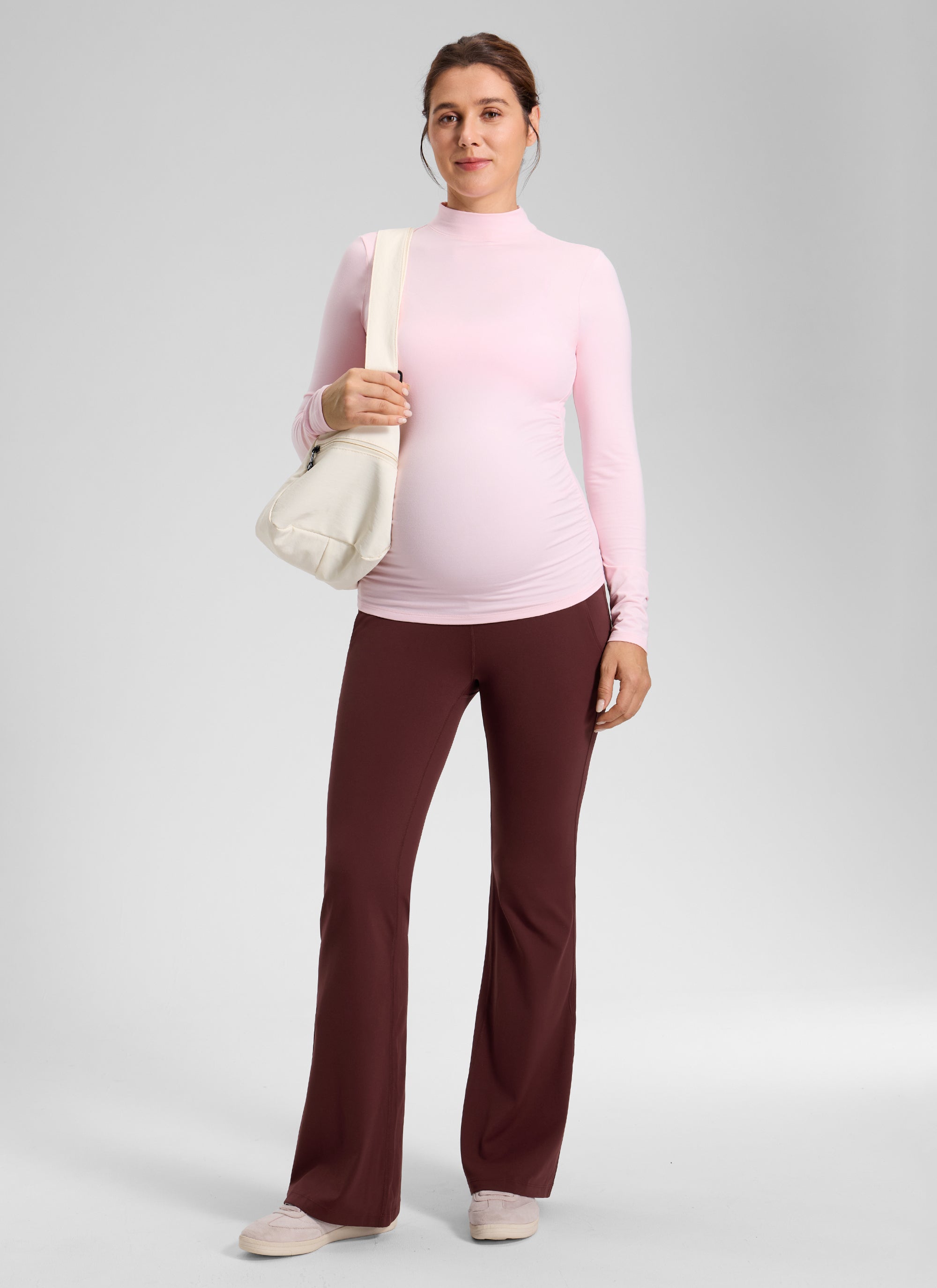 CRZ YOGA Women's Maternity Flare Leggings Pockets Butterluxe 31'' True Navy