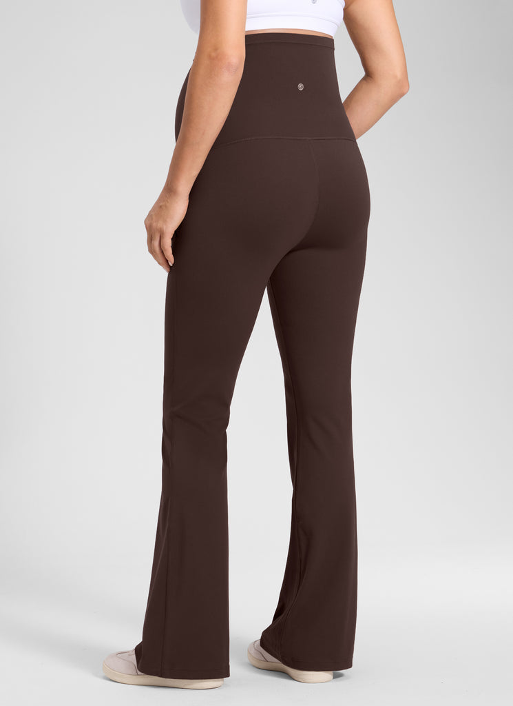 CRZ YOGA Women's Maternity Flare Leggings Pockets Butterluxe 31'' Hot Fudge Brown