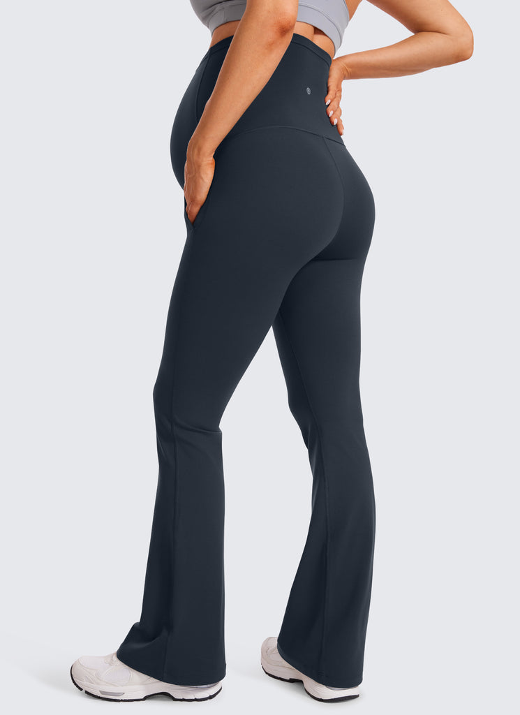 CRZ YOGA Women's Maternity Flare Leggings Pockets Butterluxe 31'' Black