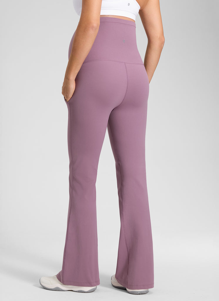 CRZ YOGA Women's Maternity Flare Leggings Pockets Butterluxe 31'' Light Lavender