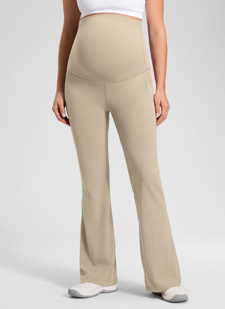 CRZ YOGA Women's Maternity Flare Leggings Pockets Butterluxe 31'' Oak