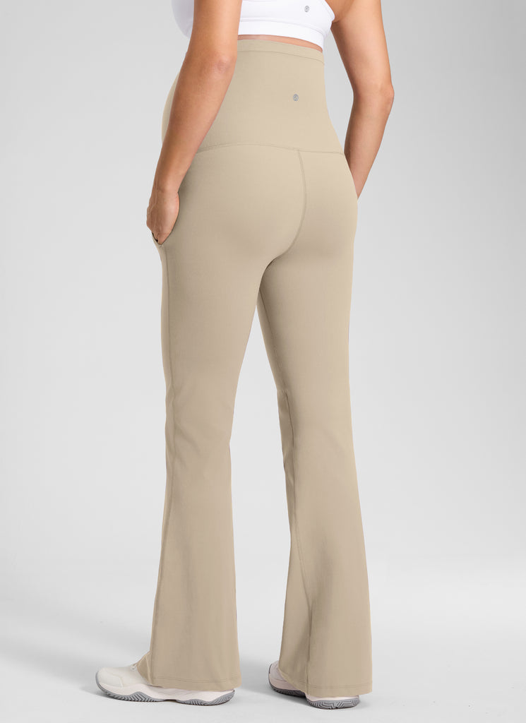CRZ YOGA Women's Maternity Flare Leggings Pockets Butterluxe 31'' Oak