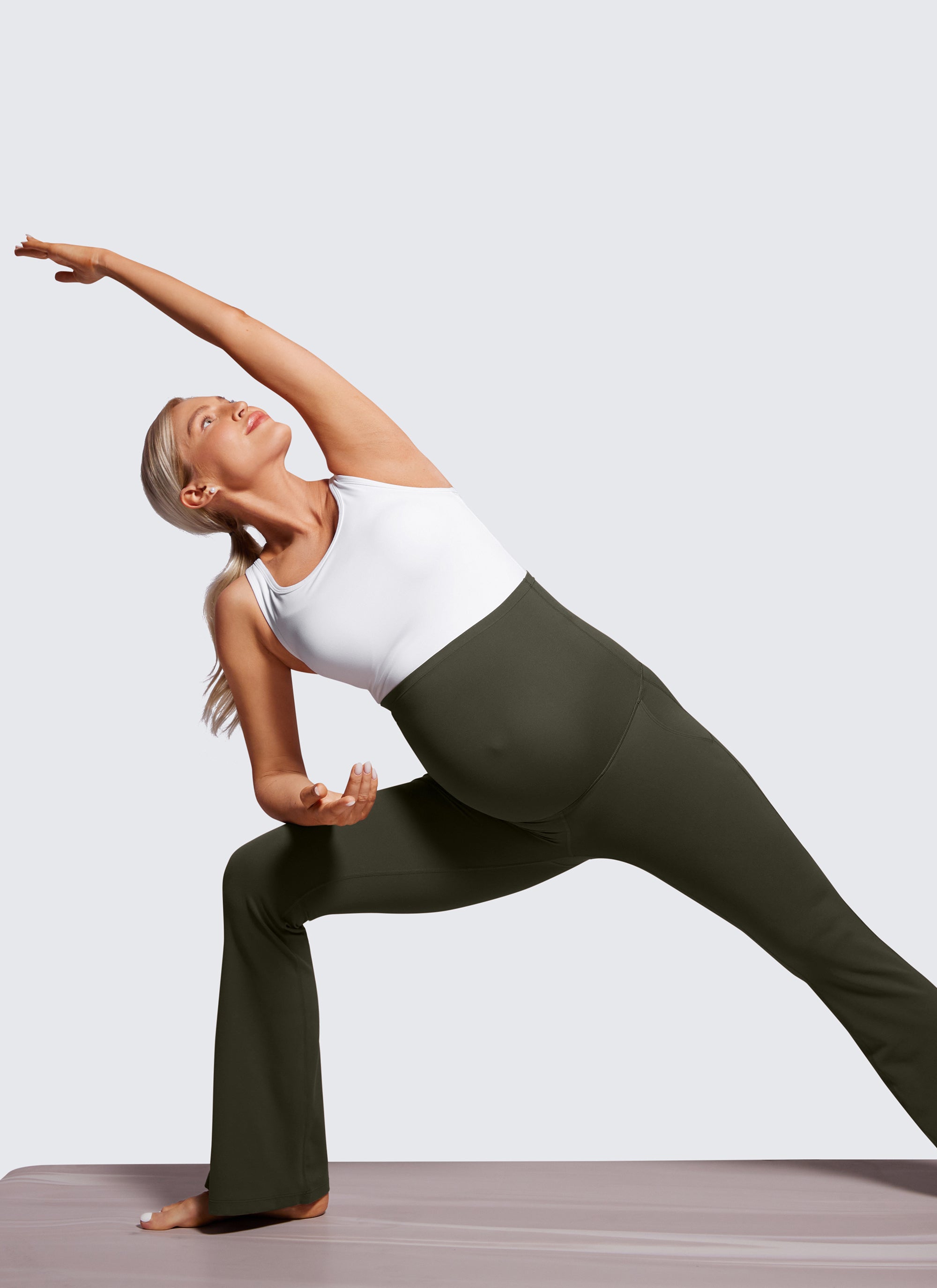 CRZ YOGA Women's Maternity Flare Leggings Pockets Butterluxe 31'' True Navy