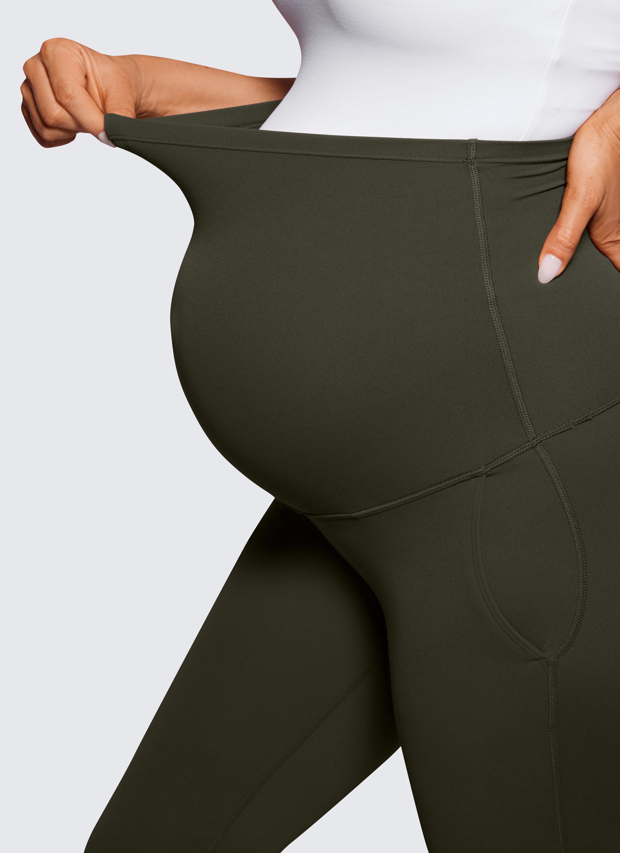 CRZ YOGA Women's Maternity Flare Leggings Pockets Butterluxe 31'' True Navy