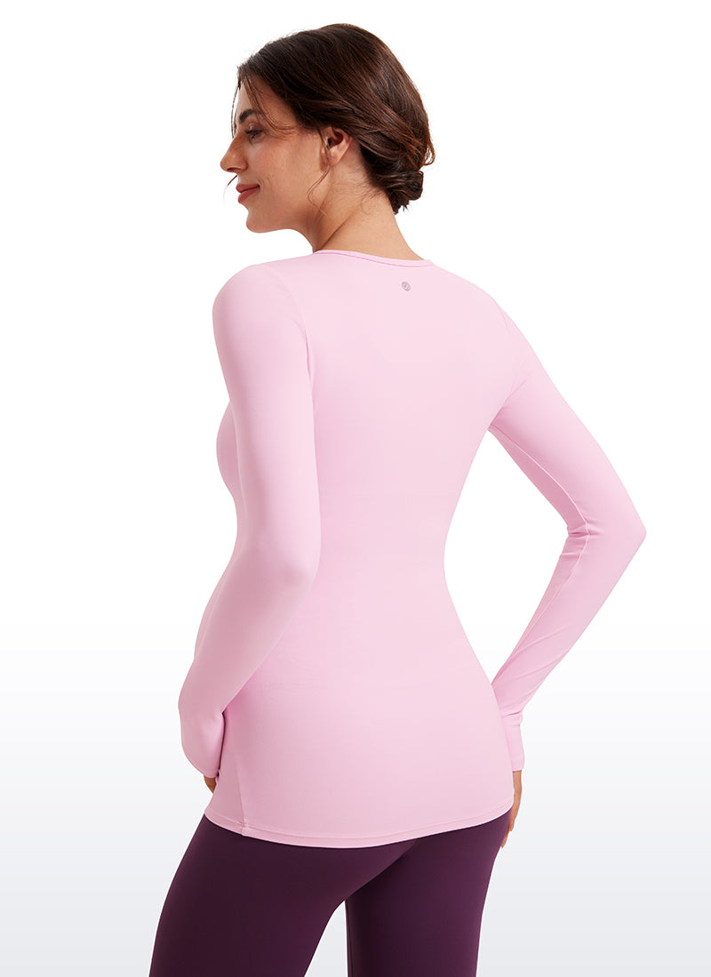 CRZ YOGA Women Butterluxe Long Sleeve Maternity Crewneck Pregnancy Top Pink Peony