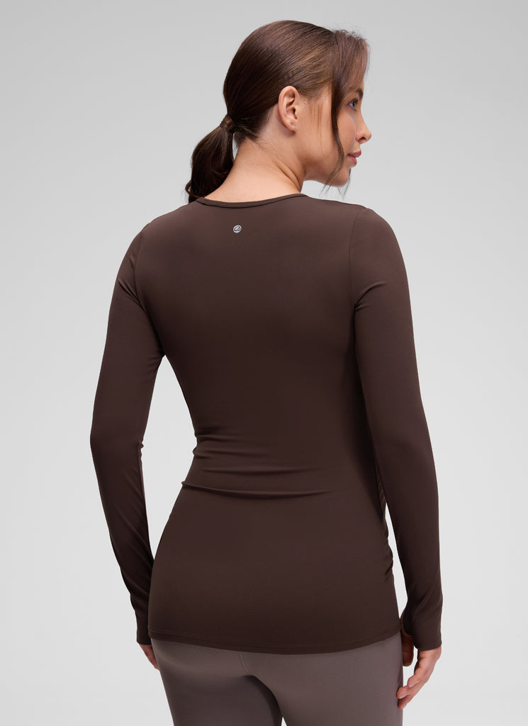 CRZ YOGA Women Butterluxe Long Sleeve Maternity Crewneck Pregnancy Top Taupe