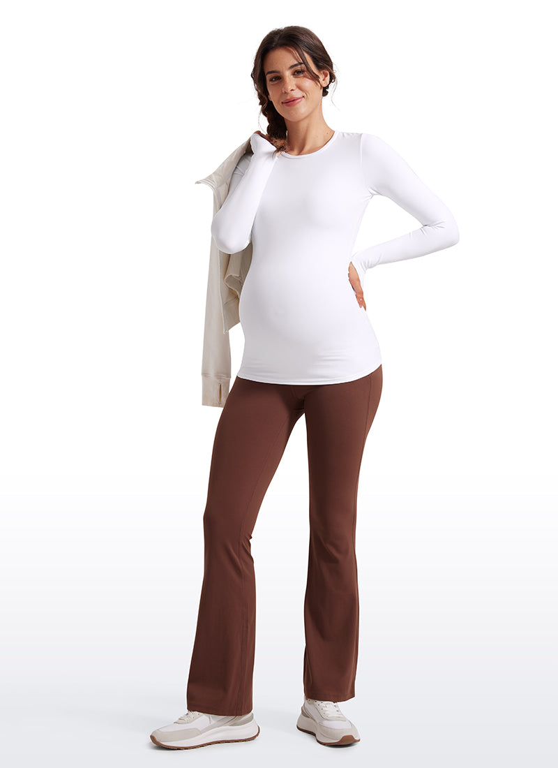 CRZ YOGA Women Butterluxe Long Sleeve Maternity Crewneck Pregnancy Top Black