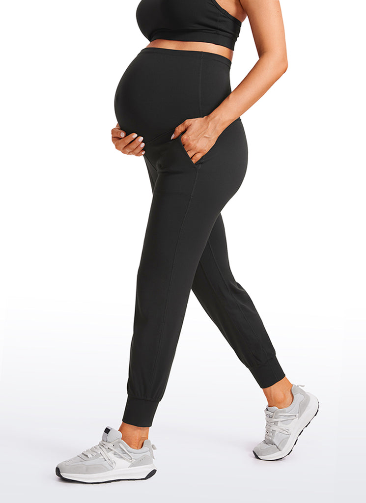 CRZ YOGA Women's Maternity Joggers Pockets Butterluxe 27'' Hot Fudge Brown