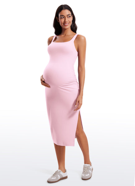 CRZ YOGA Womens Butterluxe Sleeveless Tank Maternity Dress Red Merlot / S