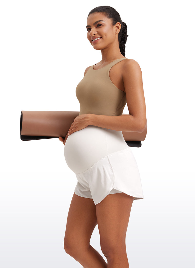 CRZ YOGA Women's Feathery-Fit Soft Maternity High Waisted Shortrs Milky White