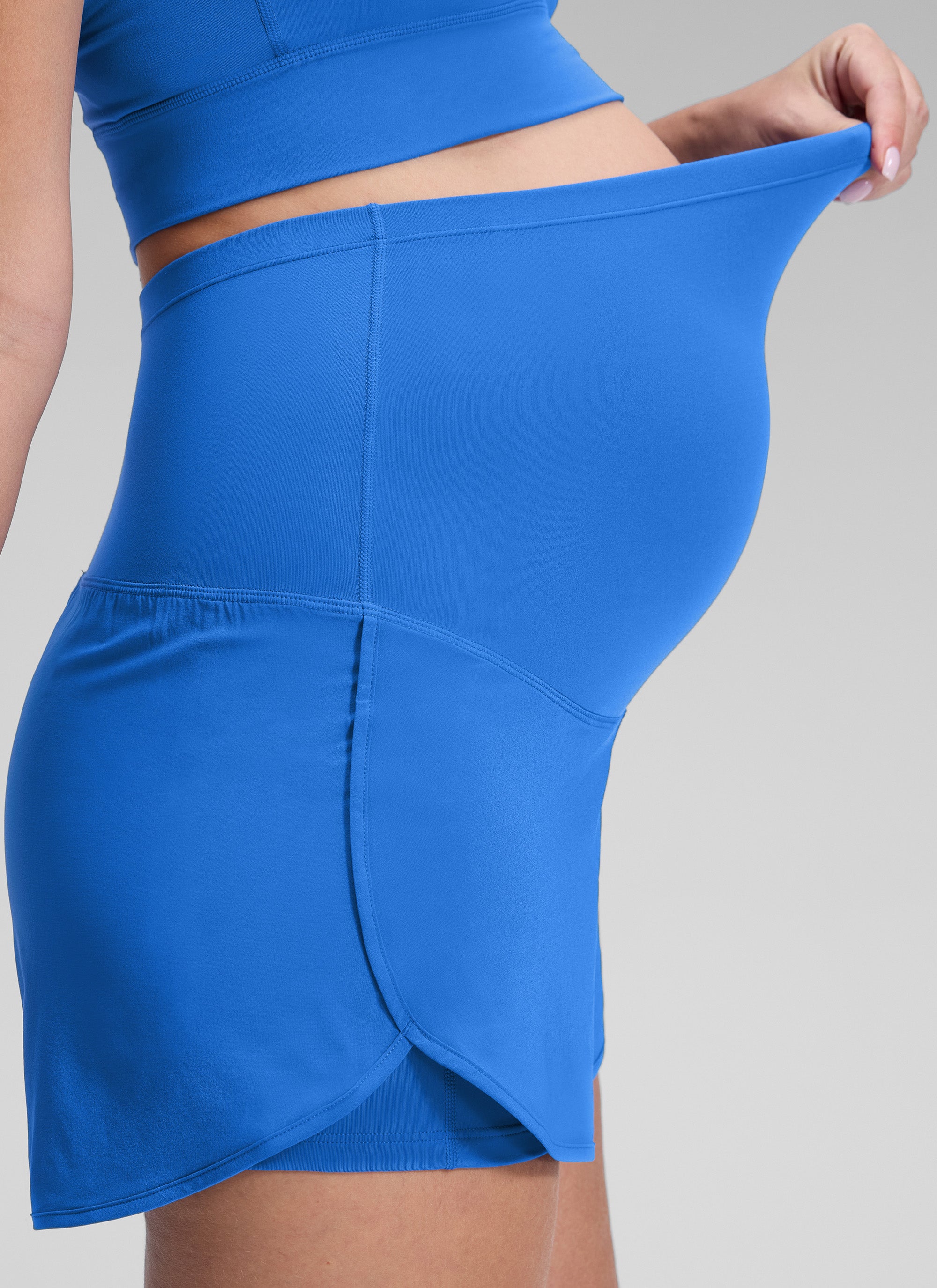 CRZ YOGA Women's Feathery-Fit Soft Maternity High Waisted Shortrs Sparkle Blue