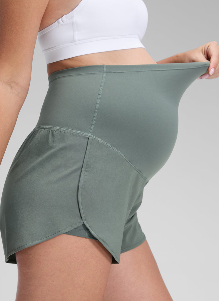 CRZ YOGA Women's Feathery-Fit Soft Maternity High Waisted Shortrs Sparkle Blue