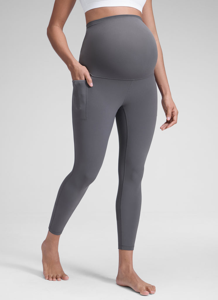 CRZ YOGA Women's Yoga High Rise Butterluxe Maternity Legging 25" Dark Carbon