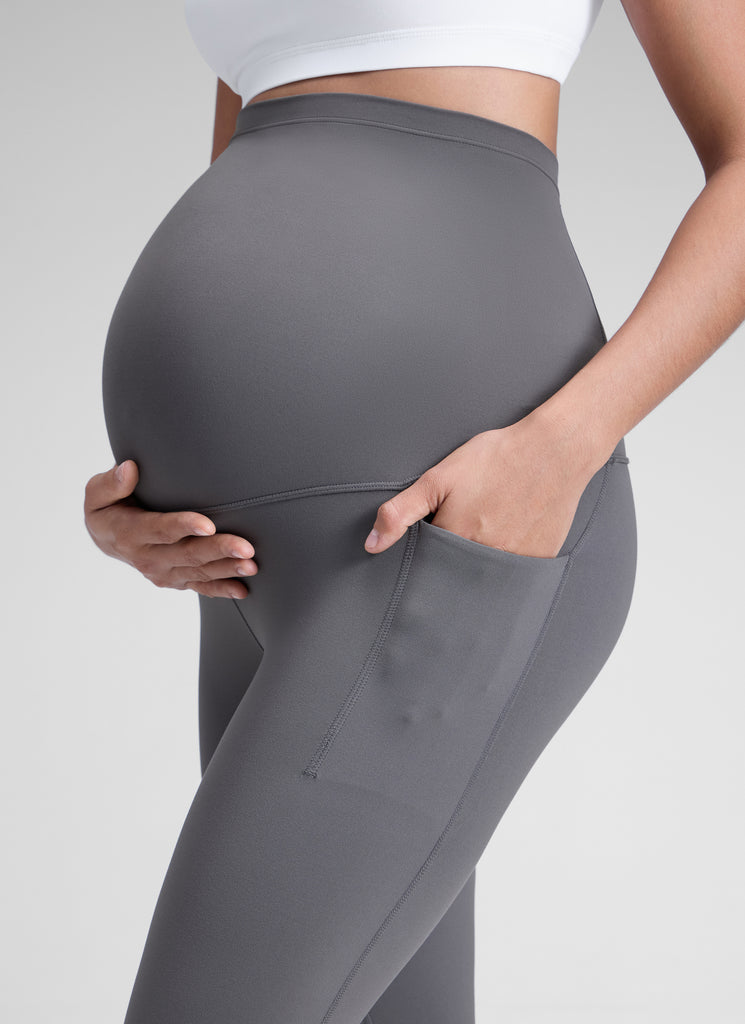 CRZ YOGA Women's Yoga High Rise Butterluxe Maternity Legging 25" Dark Carbon