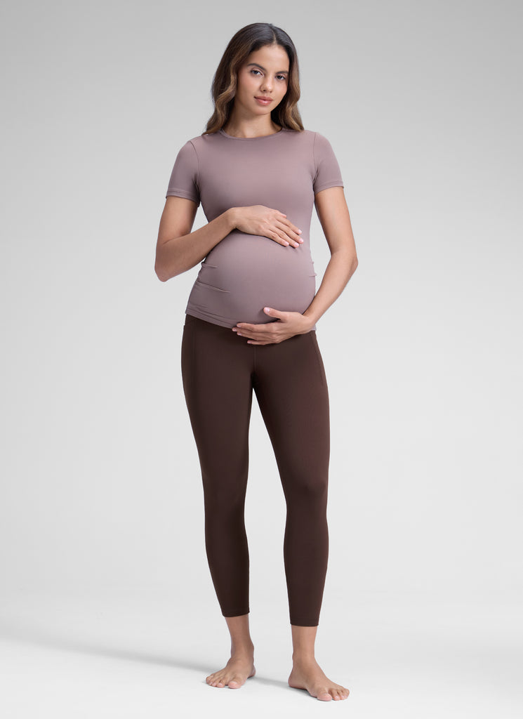 CRZ YOGA Women's Yoga High Rise Butterluxe Maternity Legging 25" Hot Fudge Brown