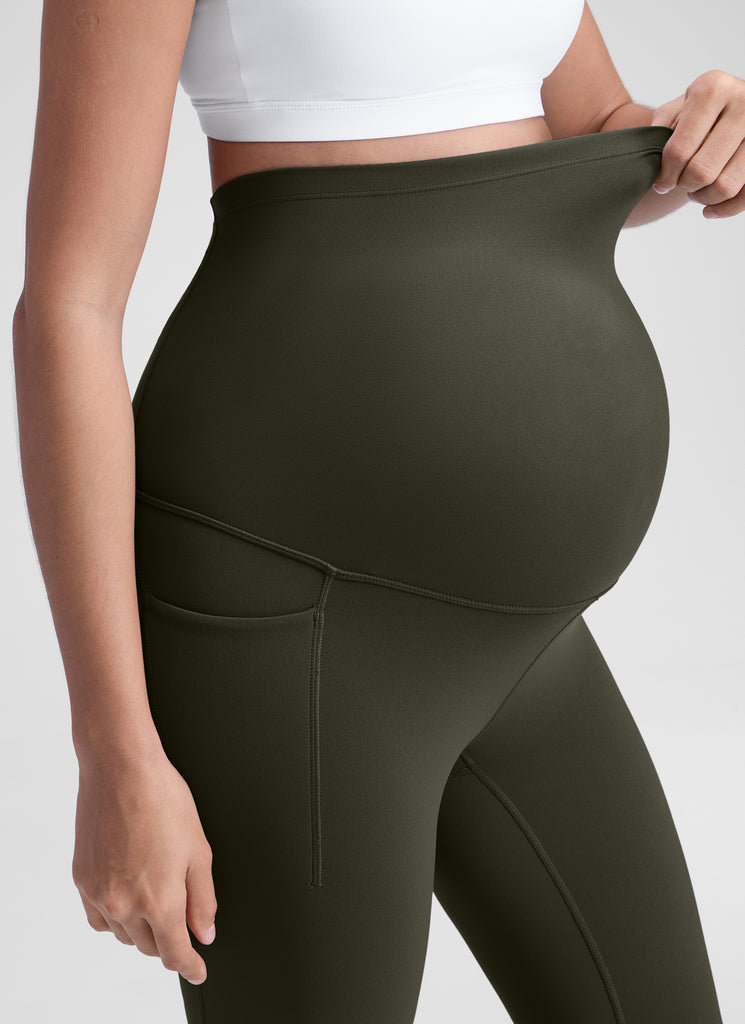 CRZ YOGA Women's Yoga High Rise Butterluxe Maternity Legging 25" Olive Green