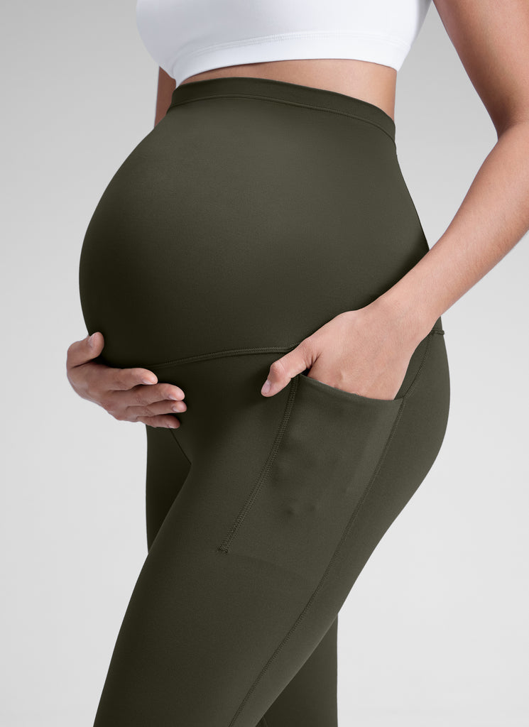 CRZ YOGA Women's Yoga High Rise Butterluxe Maternity Legging 25" Olive Green