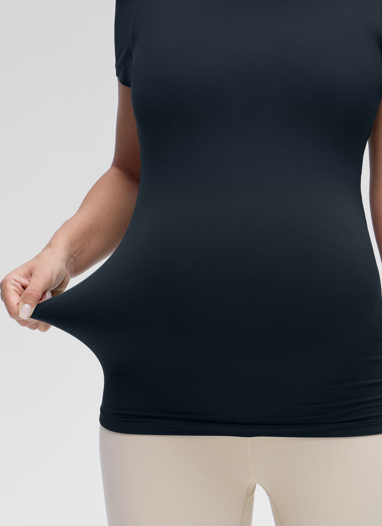 CRZ YOGA Women Casual Slim Fit Maternity Short Sleeves Crew Neck True Navy