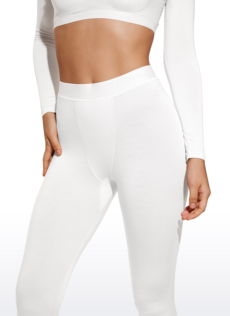 CRZ YOGA Women's Thermal Soft Base Layer Top Bottom Underwear Sets White 4