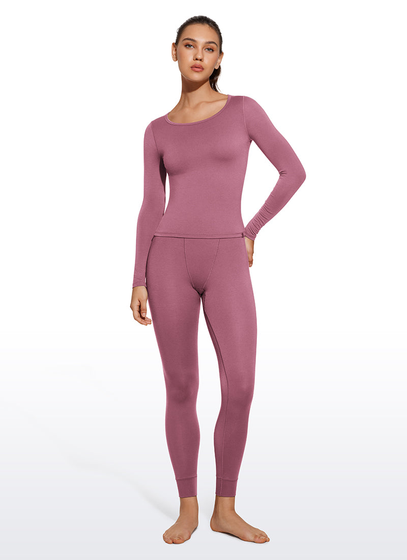 CRZ YOGA Women's Thermal Soft Base Layer Top Bottom Underwear Sets