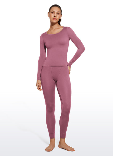 CRZ YOGA Women's Thermal Soft Base Layer Top Bottom Underwear Sets