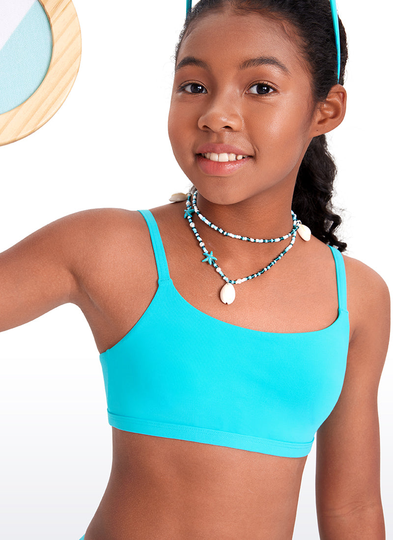 CRZ YOGA Girls Swim Bikini Set Scoop Neck Mid Rise Bottom Swimsuit