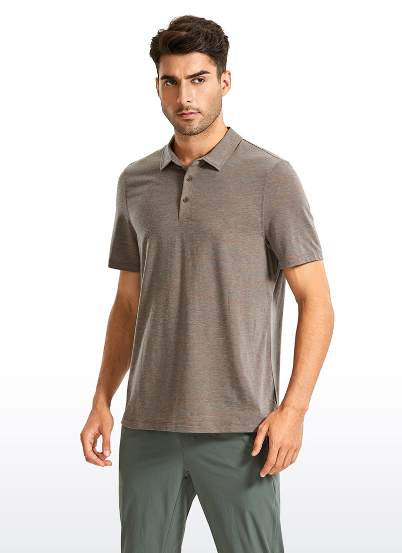 Heather Polo Short Sleeves - Olive Brown Heather