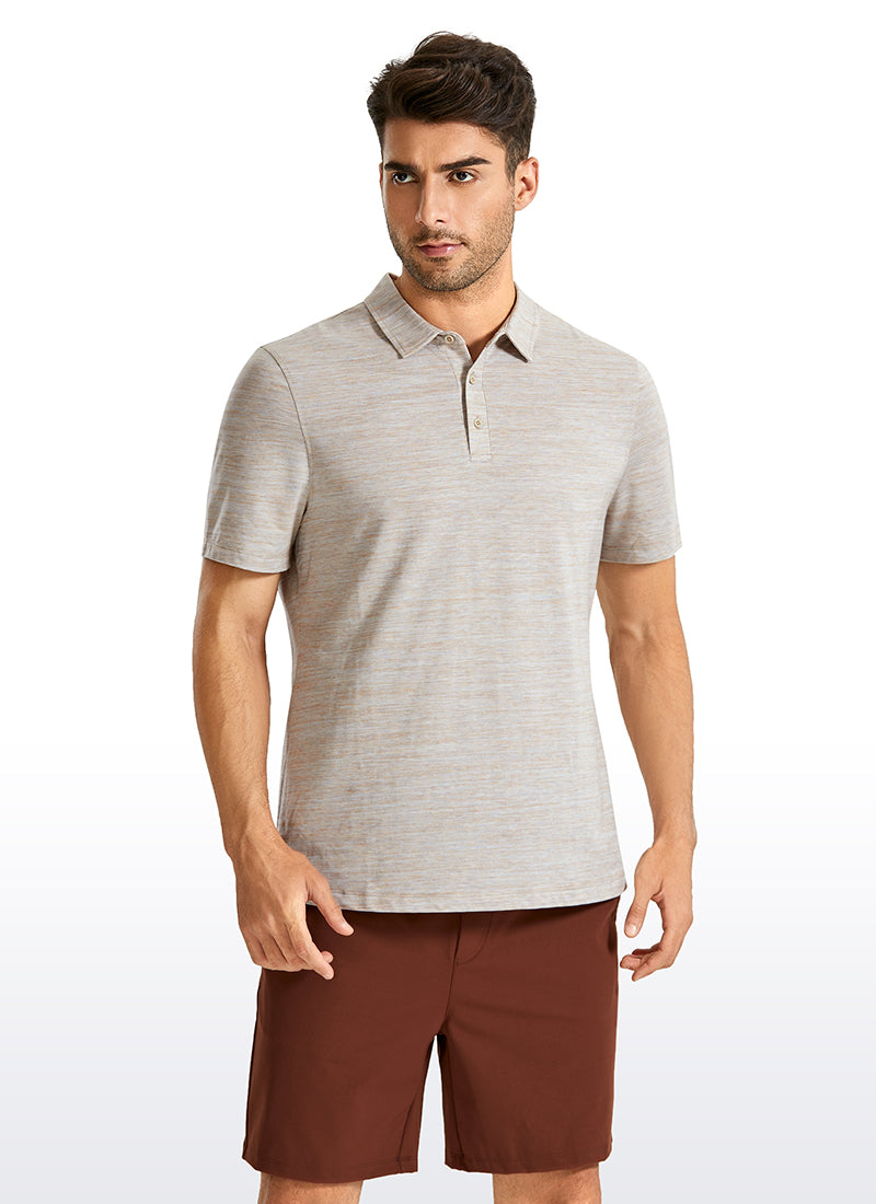 Heather Polo Short Sleeves - Khaki Apricot Heather