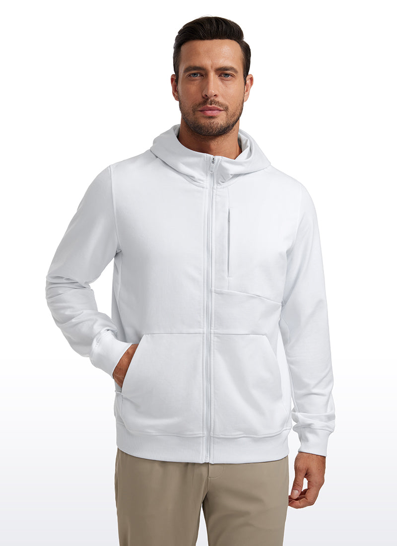 CRZ YOGA Men's Workout Relax Fit Outerwear Cotton Terry Zip-up Hoodie