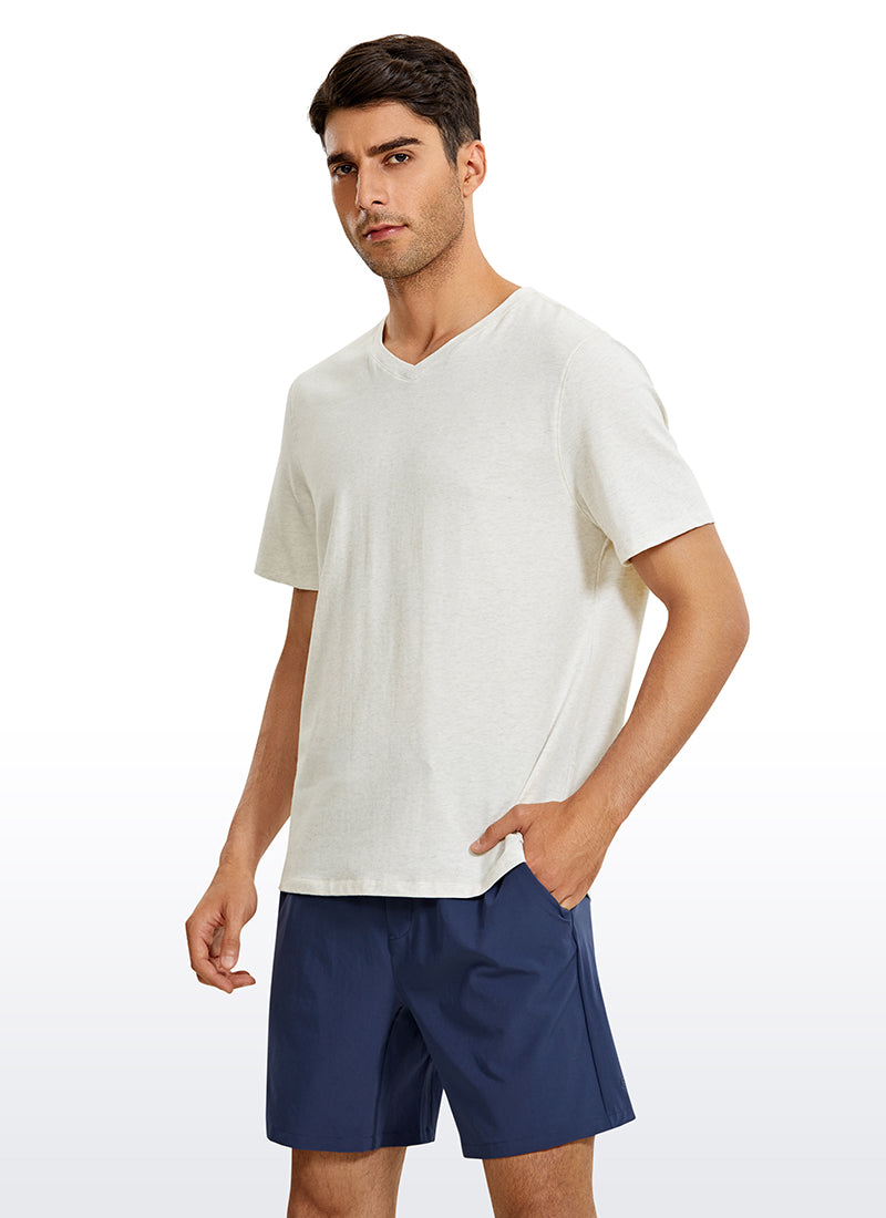 Pima Cotton Short Sleeve V Neck - Ice Grey White