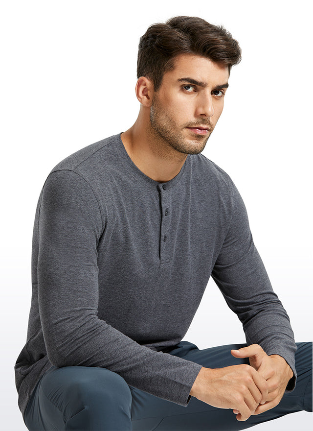 Pima Cotton Henley Long Sleeve