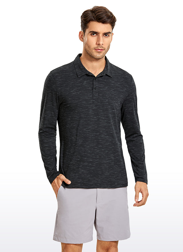 Heather Polo Long Sleeves - Black Bronzer Heather