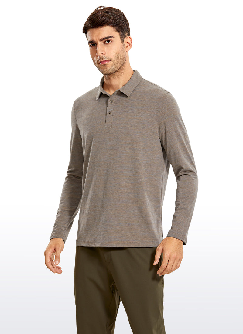 Heather Polo Long Sleeves - Olive Brown Heather