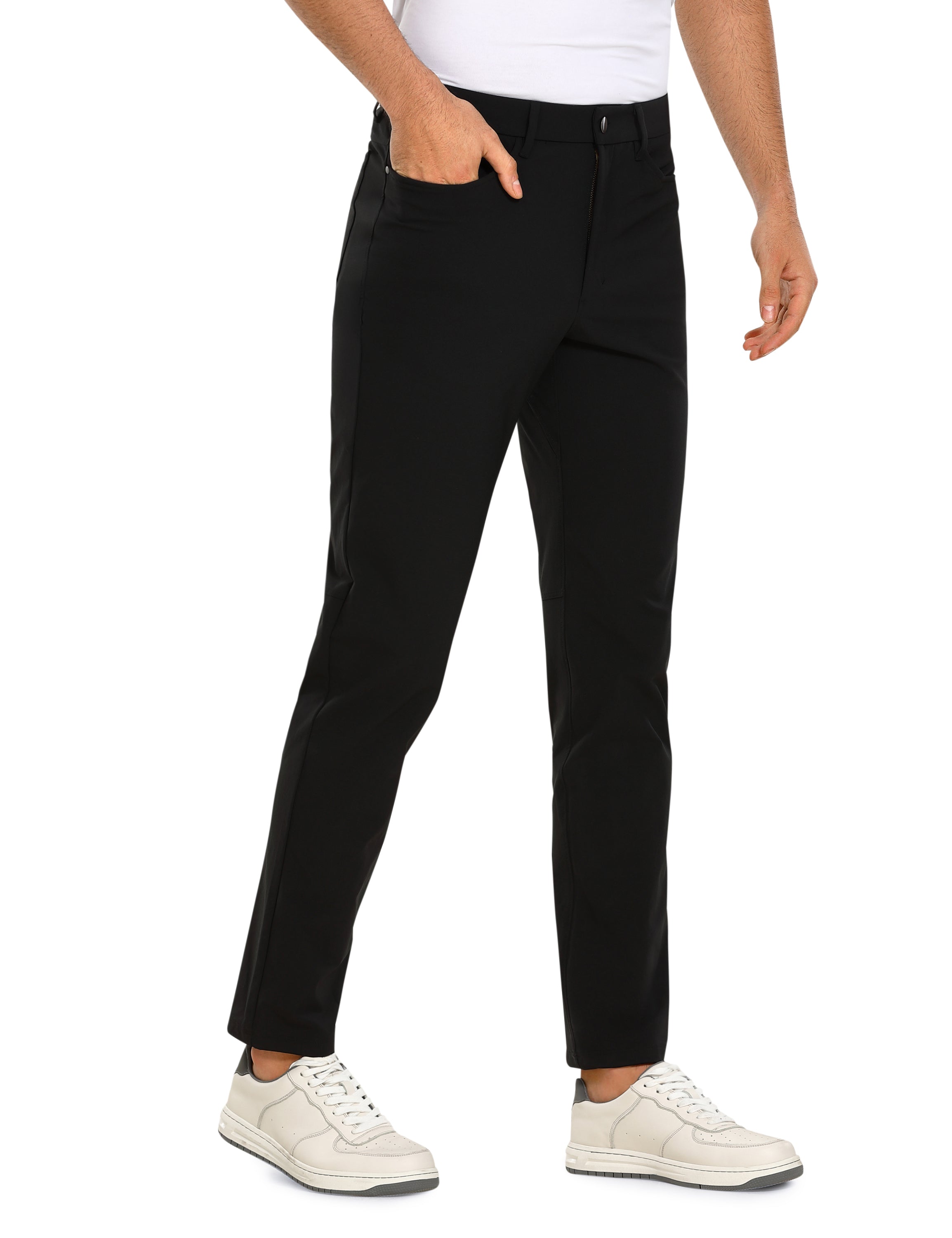 CRZ YOGA Women's High Rise Golf Pants Quick Dry Stretch Casual Straight Leg  Dress Work Pants with 5 Pockets 31 Black